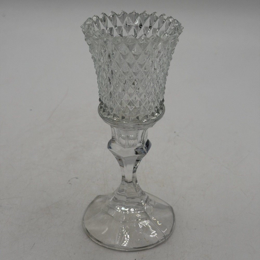 Vintage Homco Clear Diamond Point Votive Tulip Candle Holder Peg Cup Set